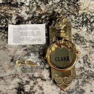 NWOT Brass Door Knocker with Engraved Plate “Clark” that was never hung.
